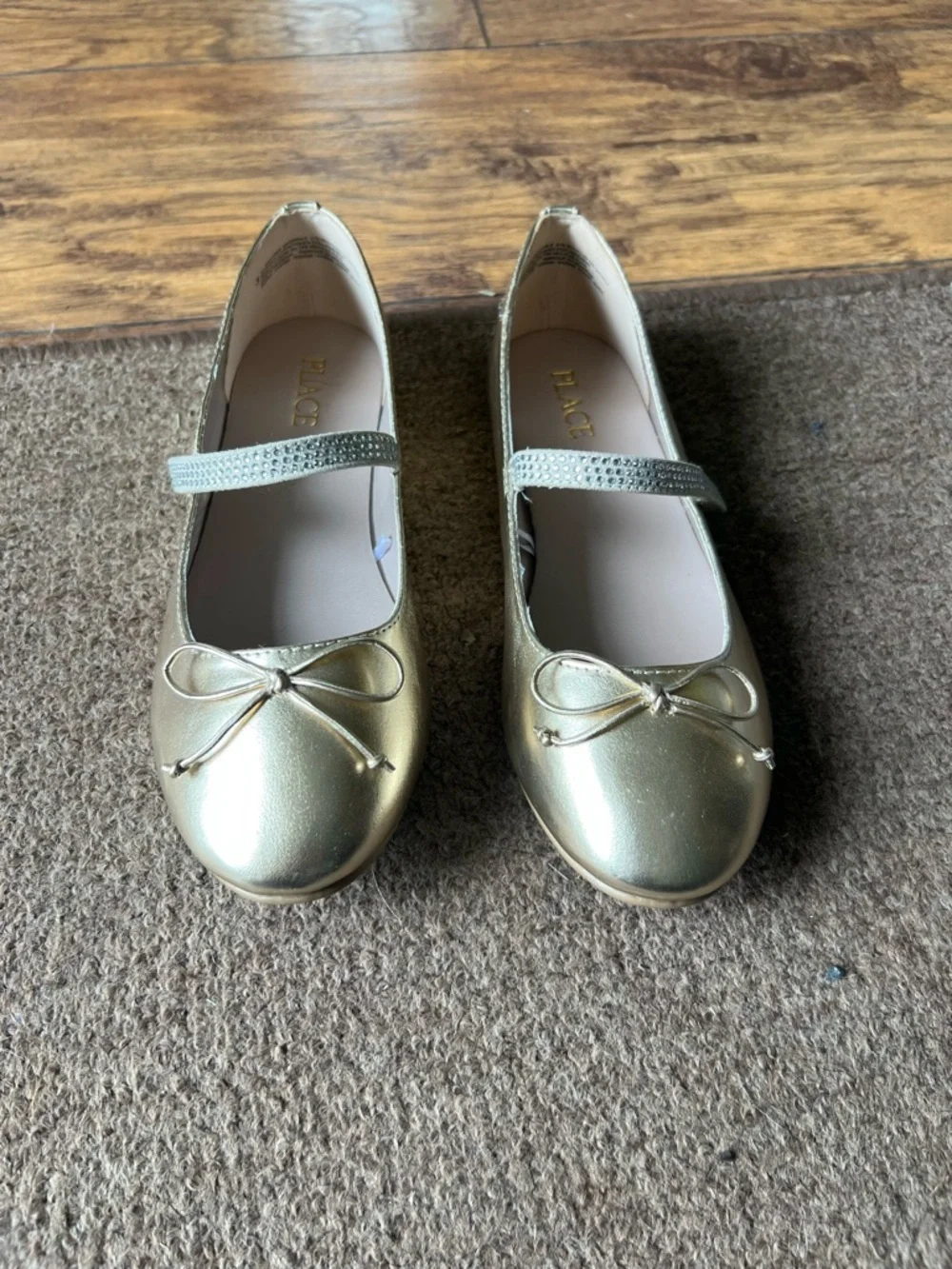 The children’s place Girls' Gold Mary Jane Ballet Flats with Bow size 3